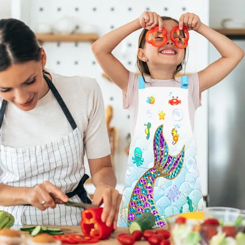 Miniatura 5 de Delantal de Dinosaurio para Niños Varones con Bolsillo, Delantales de Unicornio para Niñas para Cocinar, Pintar, Delantal de Cocina para Niños de 3