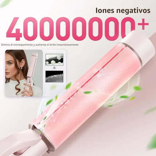 Miniatura 3 de Varita rizadora extra grande de 1.5 pulgadas para cabello largo, barril de turmalina de cerámica con 40000000 iones negativos, rizos definidos y Rosa