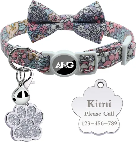 Miniatura 13 de Collares de gato personalizados con etiqueta de identificación, corbata de campana, collares de gatito personalizados de liberación rápida