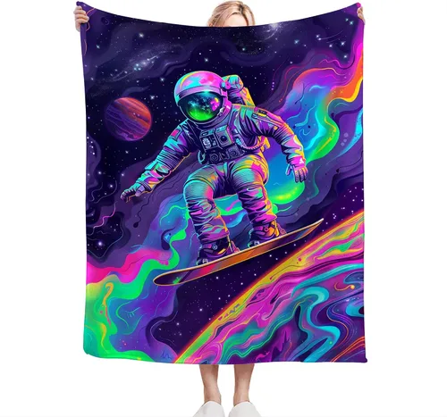 Miniatura 3 de Manta de Astronauta Manta de Tiro Espacial Regalos y Decoración de Astronauta Manta de Astronauta de Fantasía para Niños Niñas Mujeres Hombres Niños