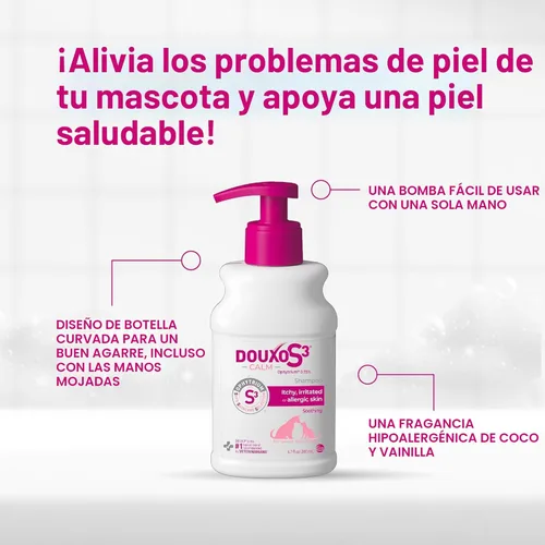 Miniatura 5 de Champú Douxo S3 Calm, Contiene 0.75% Ophytrium, Calmante, Para Piel Con Picazón, Irritación o Alergia, Para Perros y Gatos, 6.7 fl. oz. (200mL)