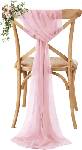 Miniatura 38 de VDS Paquete de 25, Rojo Manzana, Lazos de Gasa para Sillas con Bordado de Chiffon, Funda para Silla con Moño en la Parte Posterior, Ideal