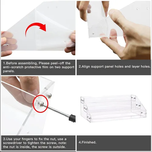 Miniatura 3 de Soporte de estante de 3 capas de acrílico transparente para organizador de esmalte de uñas, almacenamiento de aceite esencial, gafas de sol