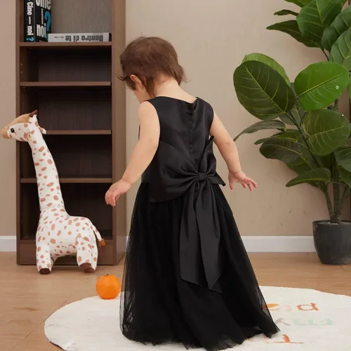 Miniatura 3 de OPAWO Vestidos negros para niña de flores para boda, vestido de Halloween, vestido de tul de encaje 3D satén princesa vestido de fiesta de bebé