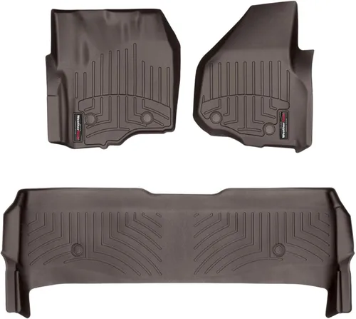 WeatherTech Revestimientos de suelo de ajuste personalizado para Ford Super Duty, Super Duty, Super Duty - 1ª y 2ª fila (474331-473052), cacao