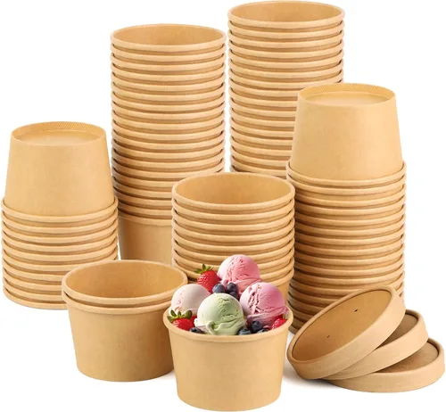 Miniatura 14 de Paquete de 25 recipientes de sopa de 8 onzas con tapas, taza de sopa de papel desechable, recipientes de papel para alimentos con tapas, recipiente