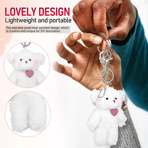 Miniatura 5 de NUOBESTY 2 llaveros de oso de peluche, bonitos dijes para bolsa de oso de peluche con corazón de osos suaves para bolso, mochila, bolso, llaveros a