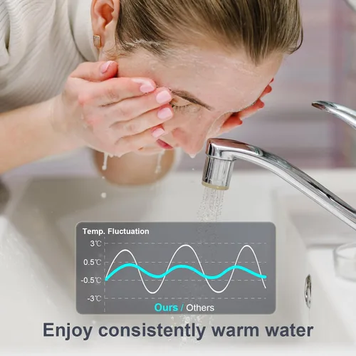 Miniatura 2 de Mini calentador de agua caliente instantáneo sin tanque para debajo del fregadero, eléctrico de 3 kW 120 V, enchufe, pantalla digital LED grande