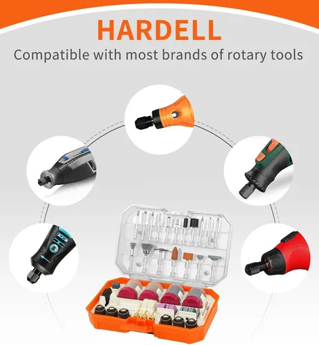 Miniatura 2 de HARDELL Kit de 69 piezas de accesorios para herramientas rotativas con mandriles de 1.0/1.6/2.3mm para pequeños proyectos de bricolaje, corte