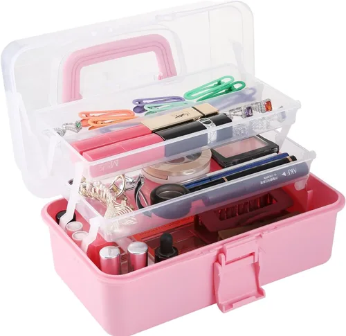 Miniatura 6 de 11(in) Caja Organizadora Plegable Versátil de Tres Capas, Ideal para Arte y Manualidades, Juguetes, Suministros de Costura, Joyería y Herramientas