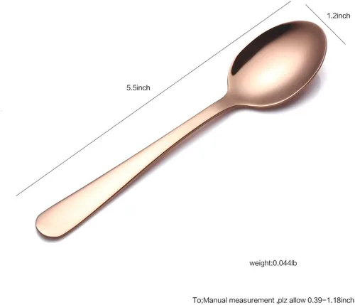 Miniatura 7 de Buyer Star 12 cucharaditas de oro rosa de 5.5 pulgadas, mini cucharas de café de acero inoxidable para azúcar demitasse expreso oro rosa-12 piezas