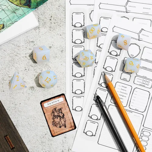 Miniatura 7 de LUCKY-M Juego de dados de piedras preciosas DND, juego de dados de mazmorras y dragones, juegos de dados RPG, accesorios de regalo