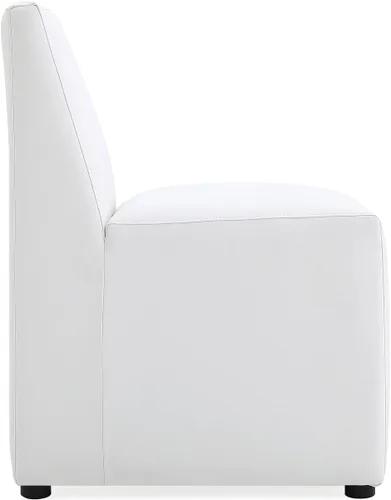 Miniatura 6 de Manhattan Comfort Anna - Silla de comedor moderna cuadrada con tapicería de piel sintética de pies a cabeza y acolchado de plástico para pies, Crema