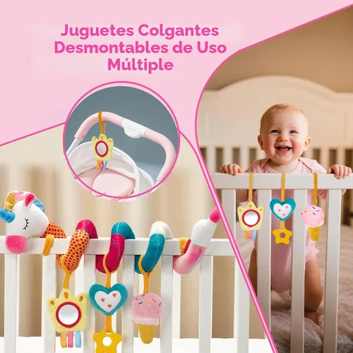 Miniatura 5 de Juguetes de Asiento de Coche hahaland para Bebés de 0 a 6 Meses Niña - Juguetes de Bebé de 3 a 6 Meses - Sonajero, Espejo, Crujiente, Juguetes
