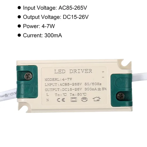 Miniatura 4 de PATIKIL 4-7W 300mA LED Driver, paquete de 5 AC 85-265V Salida 15-26V DC Conector macho Conector rectificador de corriente constante Transformador
