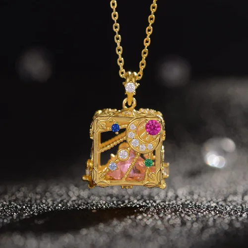 Miniatura 6 de VINKACE - Collares para mujeres y hombres, vermeil hechos a mano, con forma de corazón, circonita, colgante para hombres y mujeres, regalo para él