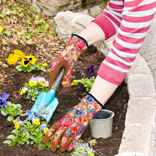 Miniatura 7 de Guantes de jardinería de cuero para mujer, guantes de jardín a prueba de espinas, guantes de trabajo para pantalla táctil, regalos ColorH