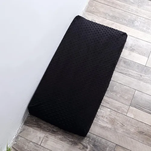 Miniatura 7 de Funda para cambiador, súper suave, con lunares minky, agradable a la piel, transpirable, lavable, para cambiador, para bebé, niño y niña (negro)