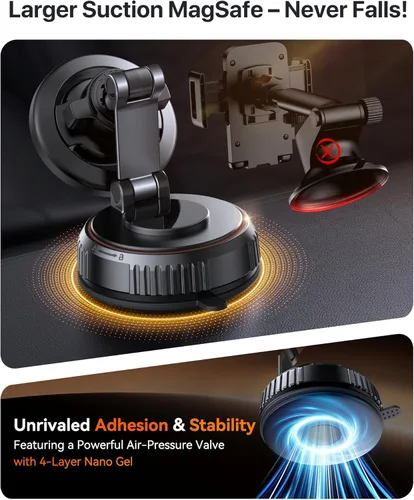 Miniatura 10 de Miracase Soporte de coche MagSafe [imán fuerte de 3600 gf y base de succión de 89 + libras] Soportes magnéticos de teléfono al vacío para tu