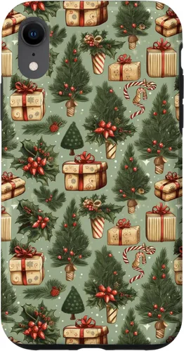 Miniatura 25 de Vintage Christmas Theme Holiday Trees, Presents, Teal, Bows Case for iPhone 17