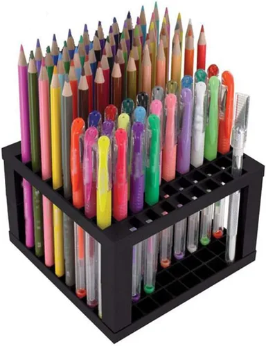 Miniatura 8 de Foraineam Paquete de 4 soportes para lápices y pinceles de 96 agujeros, organizador de escritorio de plástico para lápices, bolígrafos, pinceles