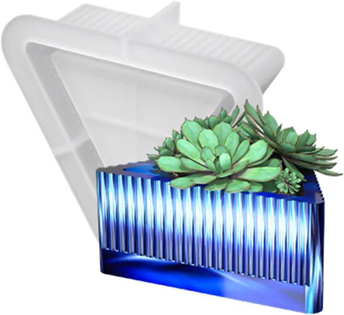 Miniatura 9 de Molde de silicona con diseño de rayas verticales de boca ancha para suculentas, jarrón de cactus para hormigón, resina epoxi, soporte