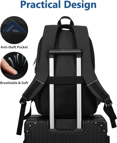Miniatura 5 de kadilong Mochila para laptop para hombre, mochila escolar para adolescentes, niños, viajes de negocios, bolsa antirrobo con puerto de carga USB