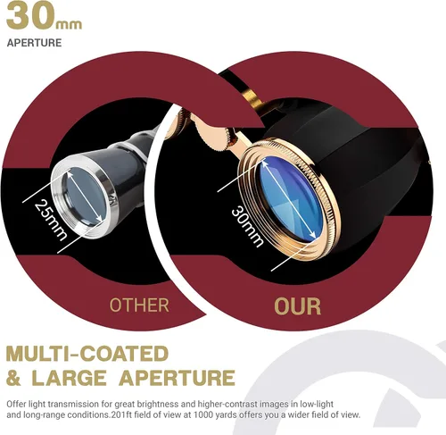Miniatura 2 de ESSLNB Anteojos de Ópera para Mujeres Adultas 4X30mm, Anteojos Antiguos Compactos para Teatro y Conciertos con Estuche, Cadena Desmontable (Negro)