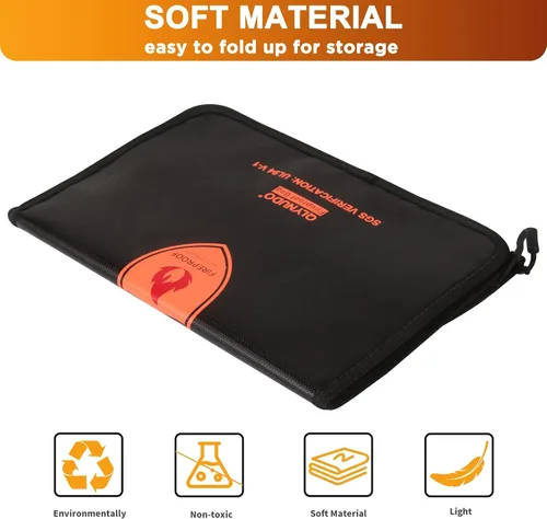 Miniatura 6 de Bolsa de documentos ignífuga – Bolsa de dinero impermeable ignífuga con cremallera para efectivo/documentos importantes/objetos de valor
