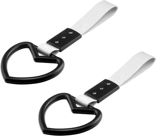 Miniatura 15 de 2 anillos Tsurikawa en forma de corazón, correa de mano para parachoques trasero, asa de corazón Janpanese para automóviles, SUV, metro, autobús