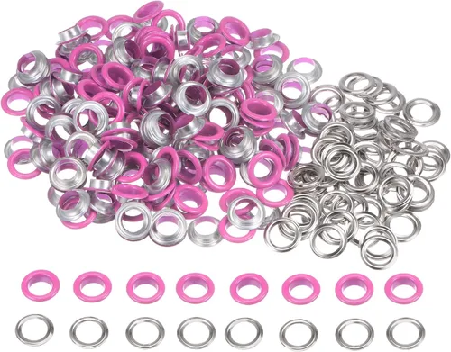 Miniatura 53 de HARFINGTON Juego de 200 ojales redondos de color de 0.394 pulgadas, ojales metálicos con arandelas para álbumes de recortes, zapatos, ropa, lona