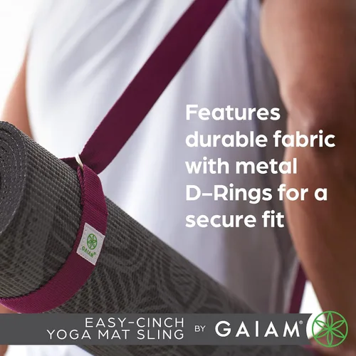 Miniatura 5 de Gaiam Easy-Cinch para colchoneta de yoga - Correa resistente para transportar la colchoneta de yoga con anillos en D de metal para un ajuste seguro