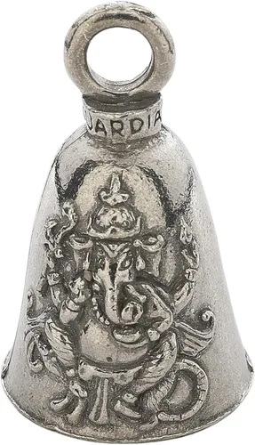 Miniatura 20 de Guardian Bell Campana religiosa de buena suerte con llavero y bolsa de regalo de terciopelo negro Campana de motocicleta Peltre sin plomo