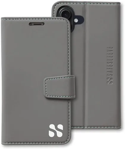 Miniatura 35 de SafeSleeve Funda de piel tipo cartera desmontable para iPhone 14 con bloqueador EMF para teléfono celular con 3 tarjeteros y soporte ajustable