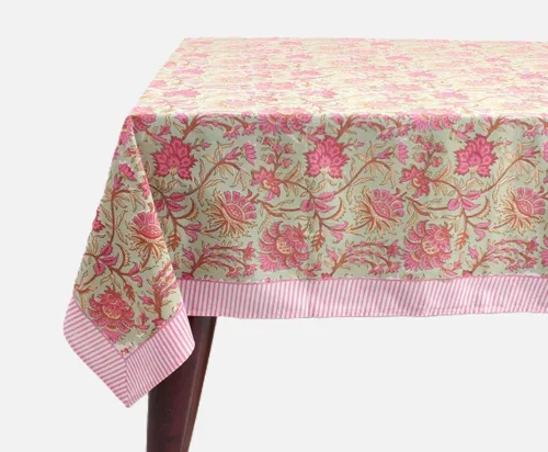 Miniatura 93 de Ridhi Mantel rectangular de algodón con estampado de bloque a mano amarillo mostaza, 102 x 48 pulgadas, reutilizable, decorativo para uso diario