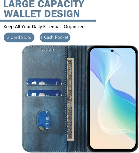 Miniatura 2 de Funda compatible con Motorola Moto E22 4G, compatible con Motorola Moto E22i 4G Card Slotting Wallet Phone Funda de cuero azul