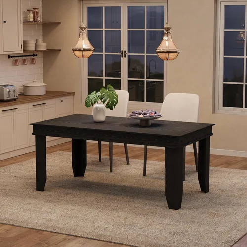 Miniatura 3 de GarveeHome Mesa de comedor de granja para 6-8 personas, mesas de cocina de 71 pulgadas de largo con marco resistente de madera, mesa rectangular