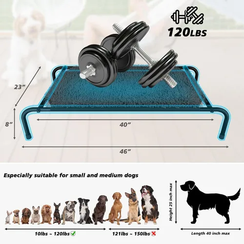 Miniatura 5 de Rundik Cama Elevada para Perros con Función de Alfombrilla Olfativa 2 en 1, Cama Elevada para Perros para Uso Interior y Exterior, Catre Portátil