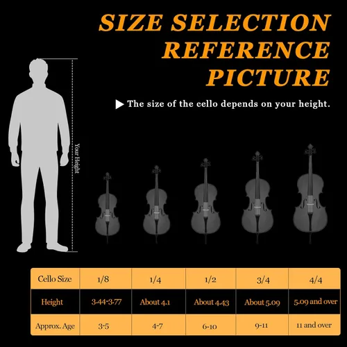 Miniatura 6 de Ktaxon Violonchelo 3/4, juego de violonchelo acústico para principiantes con bolsa portátil, arco, colofonia, puente, instrumentos musicales de Negro