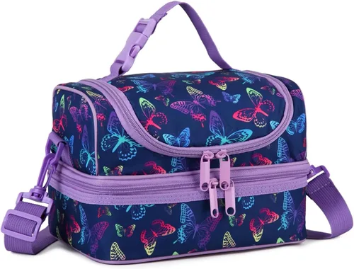 Miniatura 22 de VASCHY - Lonchera para niños, bolsas de almuerzo aisladas de dos compartimentos para niños y niñas con correa para el hombro para la escuela