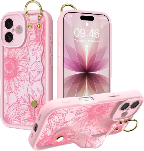Miniatura 12 de Fiyart Funda diseñada para iPhone 17 Pro Max, tarjetero con ranura para tarjetas, diseño de flores, diseño de girasoles, antiarañazos, protección
