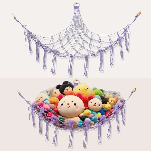 Miniatura 6 de Hamaca de almacenamiento de animales de peluche o organizador colgante de esquina, red de almacenamiento de juguetes grande para decoración