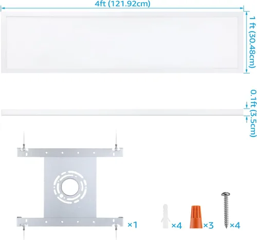 Miniatura 8 de LEONLITE 3CCT - Luz LED de panel plano de 120 V, 1 x 4 pies, luz de techo de montaje en superficie, 46 W/40 W/30 W, 4600 lm, luz de techo integrada
