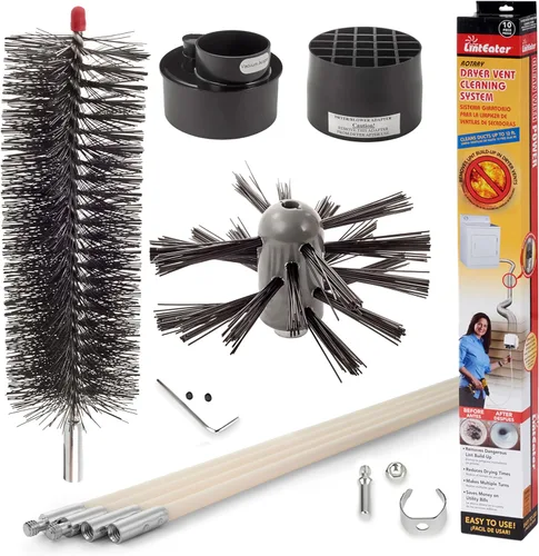 Kit de limpieza para conductos de ventilación de secadora - Gardus RLE202 LintEater, kit limpiador rotatorio para ventilación de secadora, elimina