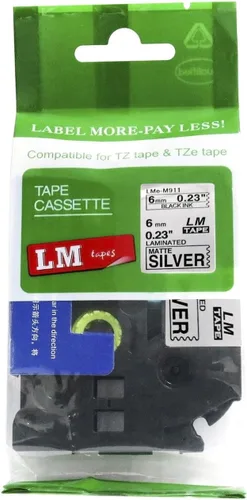 Miniatura 33 de Paquete de 1 unidad LM Tapes LMe511 Premium de 1/4 de pulgada con impresión negra en etiqueta azul compatible con Brother TZe-511 P-Touch, incluye