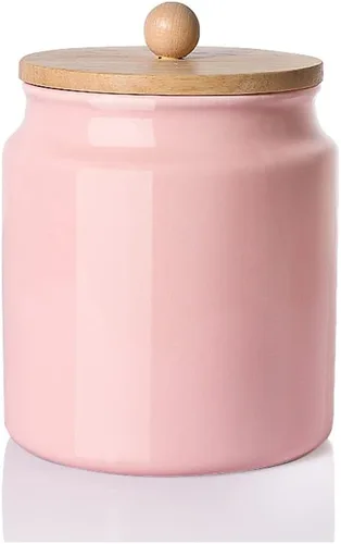 Miniatura 7 de Sweejar - Recipientes de cerámica para cocina, tarro de almacenamiento de alimentos de porcelana con tapa hermética de madera, recipiente