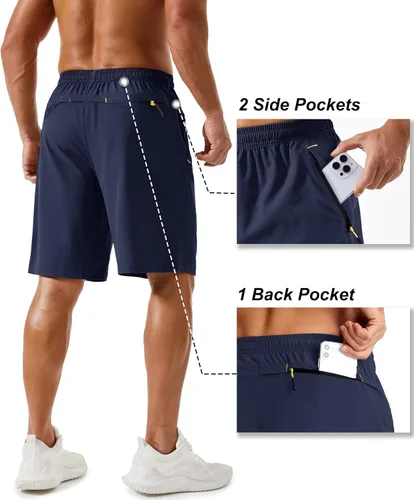 Miniatura 50 de TACVASEN Pantalones cortos deportivos para correr para hombre, 9 pulgadas, de secado rápido, pantalones cortos ligeros de verano, 3 bolsillos