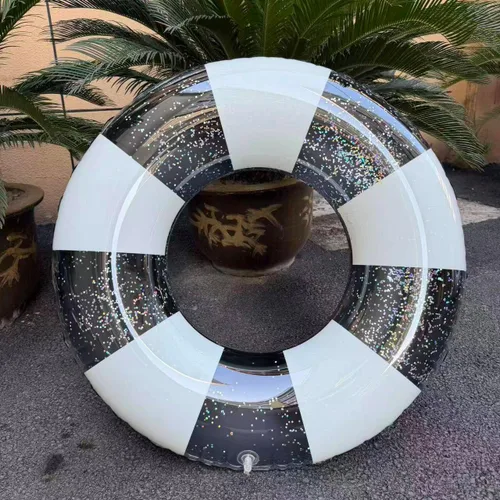 Miniatura 5 de Flotadores de piscina a rayas de 32 pulgadas para adultos, paquete de 3 flotadores inflables de piscina - Flotador de piscina de verano para adultos