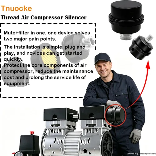 Miniatura 2 de 2 silenciadores de compresor de aire de rosca de 1/2 pulgada, filtro de admisión de compresor de aire, accesorios de 0.787 in para generadores