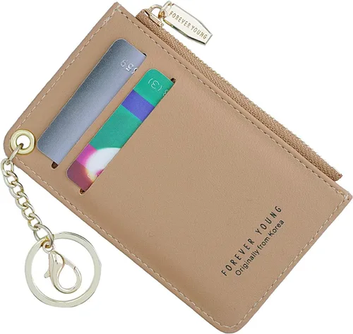 Miniatura 29 de Carteras pequeñas para mujer, tarjetero de piel delgado, cartera de monedas con llavero